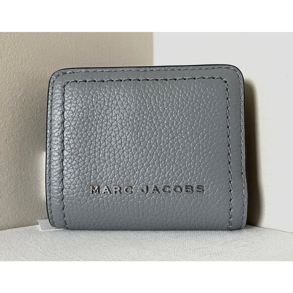 New Marc Jacobs Compact Bifold Wallet Leather Grey / Black Multi - Picture 1 of 6